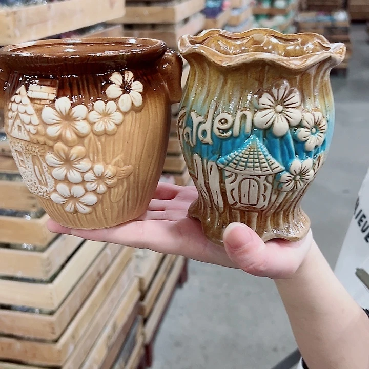 有孔.凑满10元发货多肉陶瓷花盆！