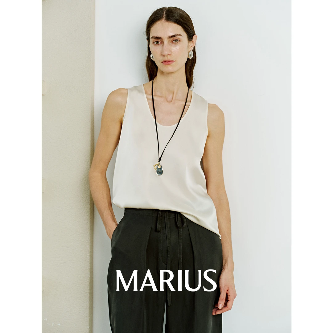 MARIUS“弧线吊带"日本进口三醋酸悬垂缎面质感显瘦吊带背心