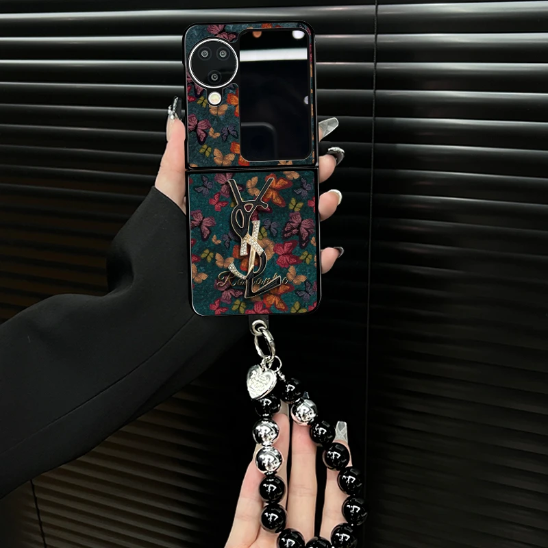 适用oppofindn3flip手机壳轻奢碎花蝴蝶折叠壳全包简约保护套