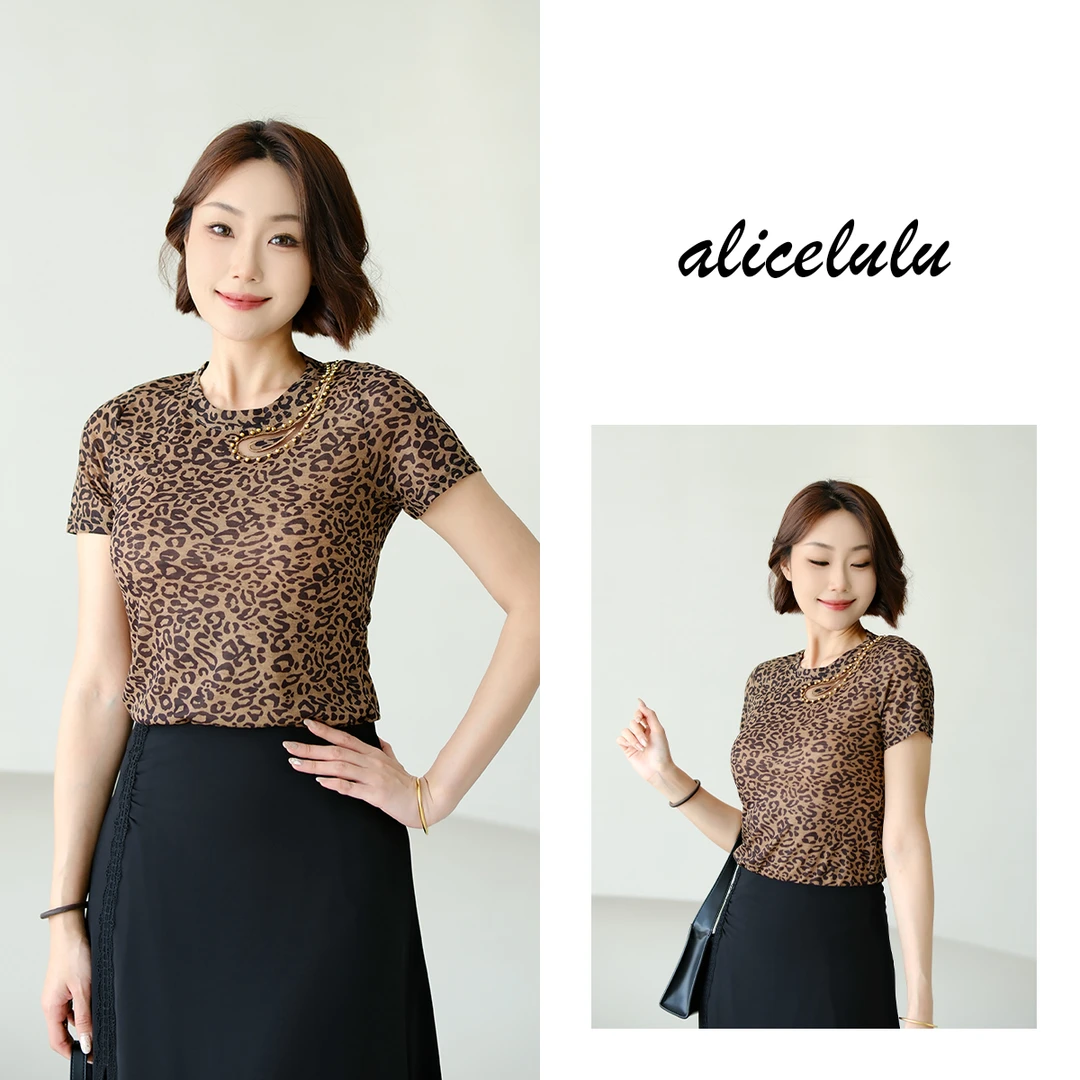 ALICE “豹纹密码”T恤 镂空工艺 时髦百搭 S2142173T
