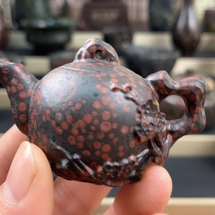 黑**画天然安山玉把把壶