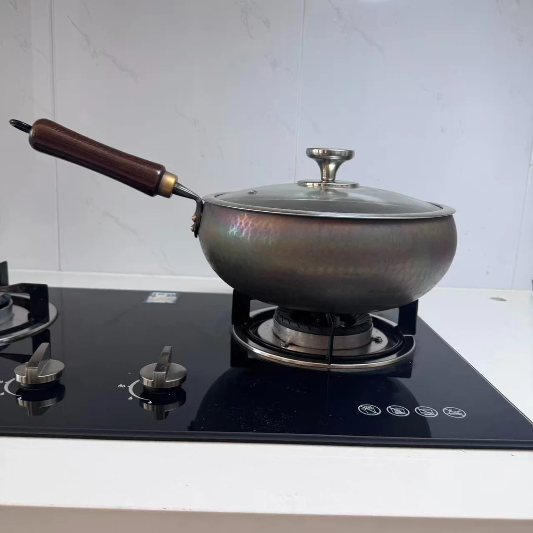 【纯钛大肚锅 】手工锻打钛锅 炒锅 大肚锅 零涂层 不生锈 非铁锅