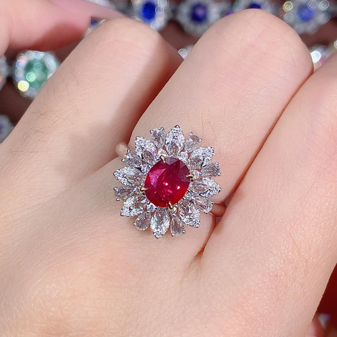18K金镶嵌戒指红宝石1.13ct/天然宝石/七天无理由
