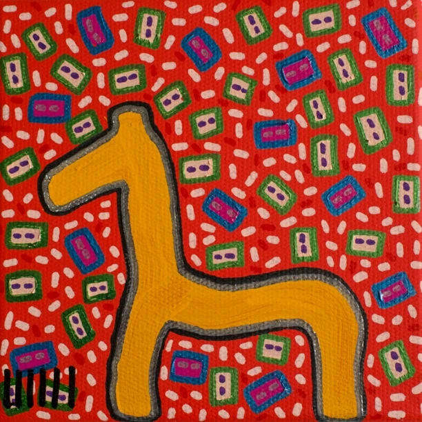 王甜心作品《小马》限量1件100%手绘画布艺术原作
