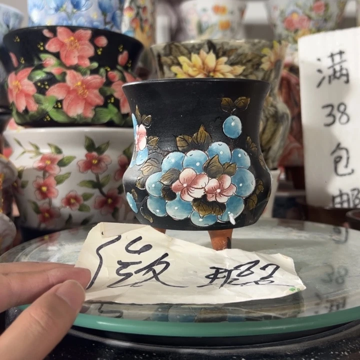 景德镇手绘花盆满38包邮偏远地区除外
