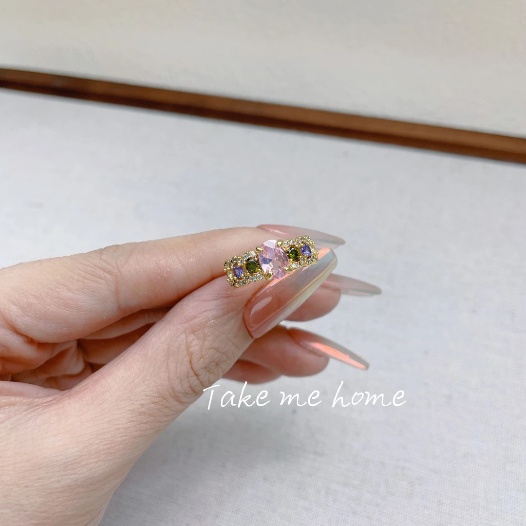 铜合金锆石戒指 春季新品彩锆戒指JZ020