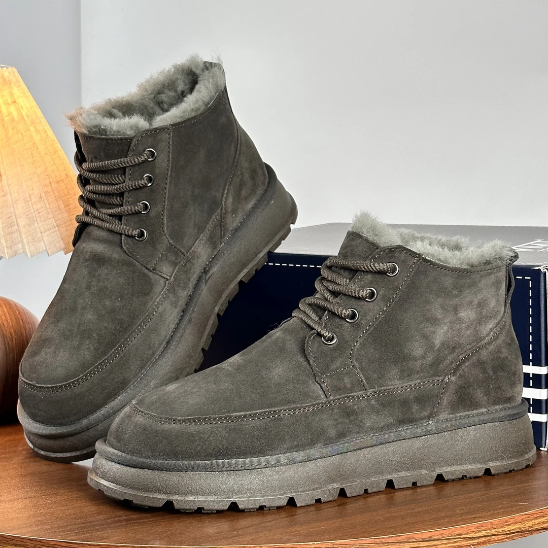 V25A7男款冬季保暖时尚雪地靴户外雪地靴百搭系带高帮防滑