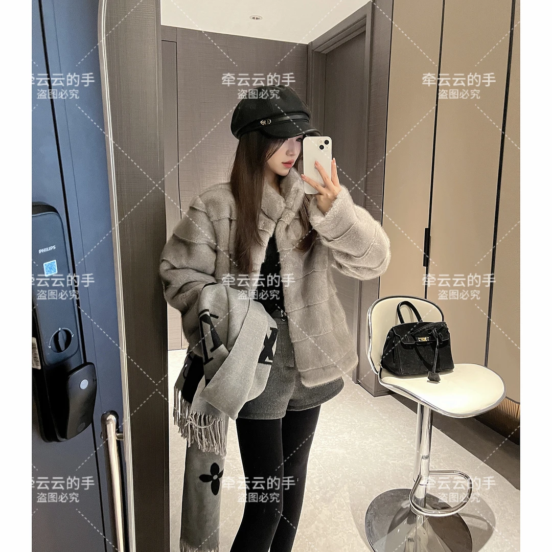 L & L 云云【白富美】仿天鹅绒环保水貂皮大衣皮草女冬毛毛外套25