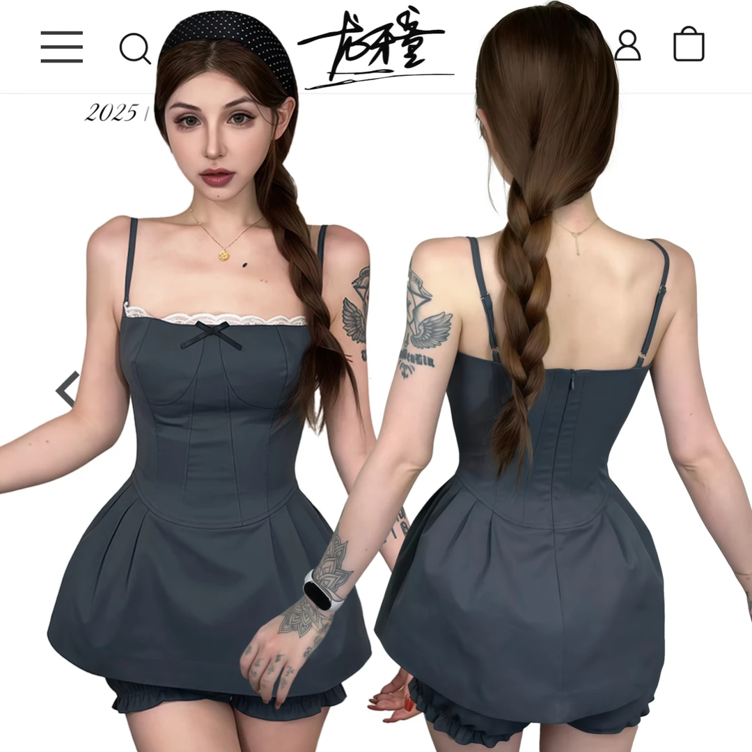 （清）龙牙童【东京返校生】无袖吊带裙套装裙两件套性感辣妹纯欲修身