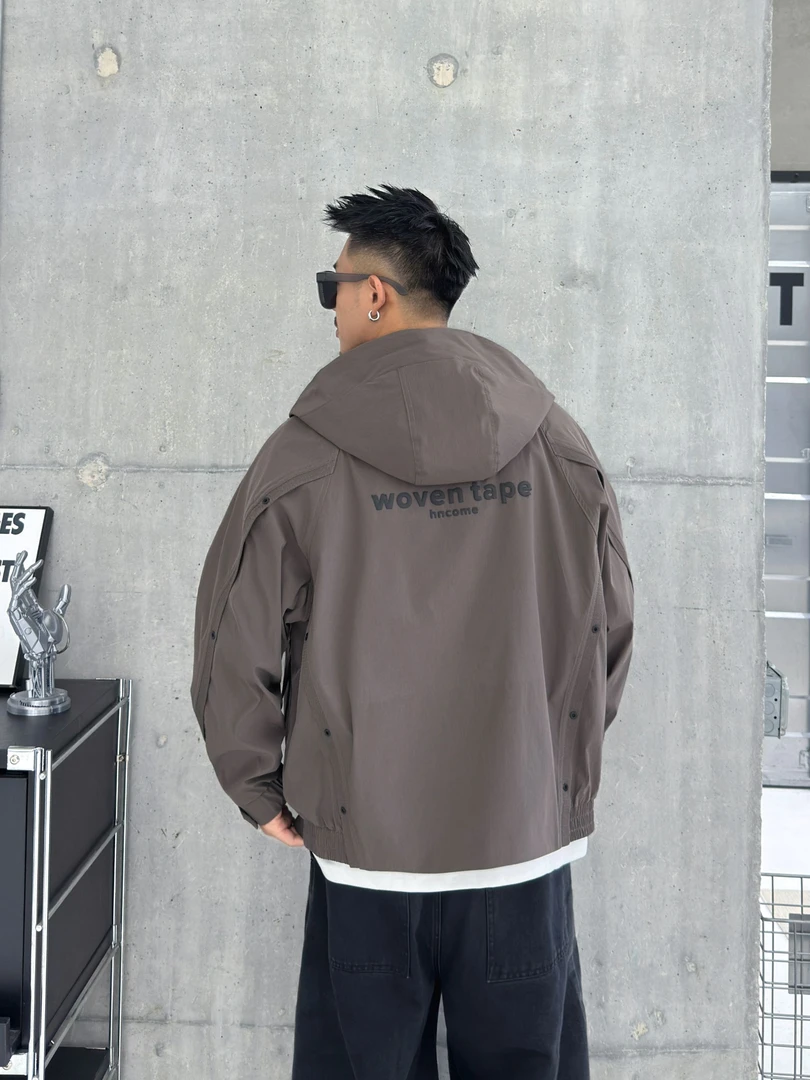 连帽本布下摆时尚常规款夹克春秋秋装宽松运动细节夹克外套77903