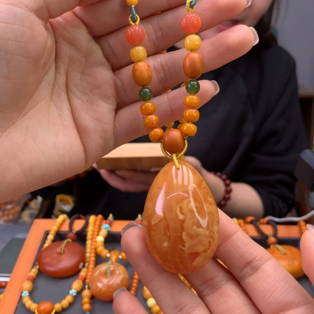 蜜蜡颈饰未镶嵌水滴