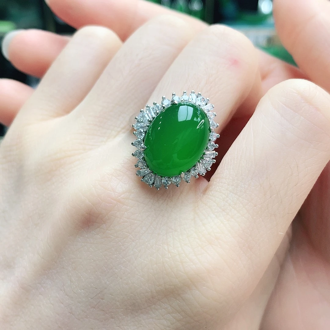 玛瑙/玉髓戒指银S925镶嵌