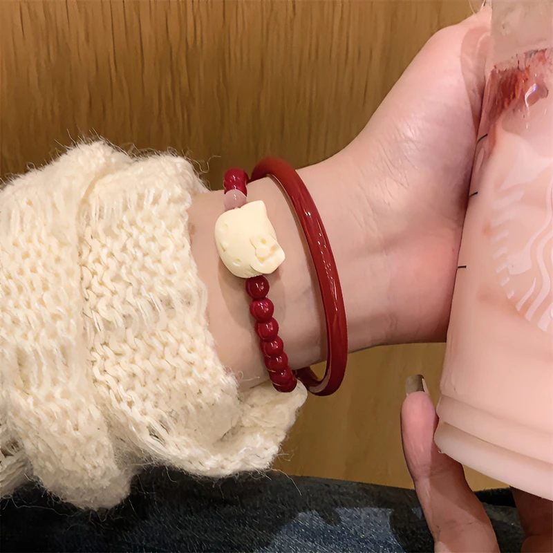 非金属树脂手链 hellokitty手链女小众百搭可爱中式串珠手串ins