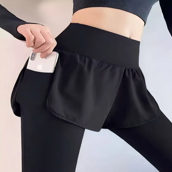 假两件新款百塔外穿高腰专业健身运动跑步裤普拉提瑜伽裤显瘦女