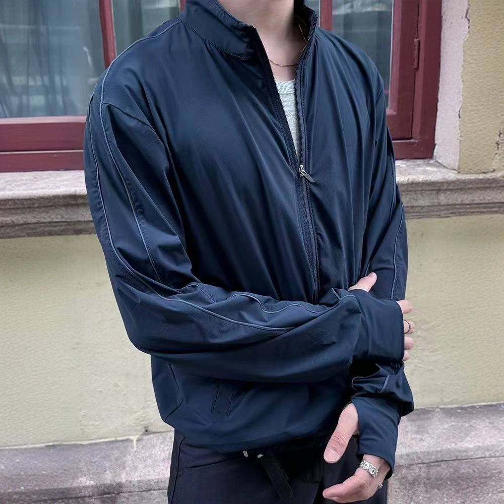 高品质原纱防晒立领夹克男夏季薄款凉感速干线条百搭休闲长袖上衣