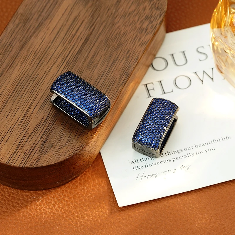 黄铜耳饰 5623【蓝色耳扣】欧美重工气质蓝色百搭耳环