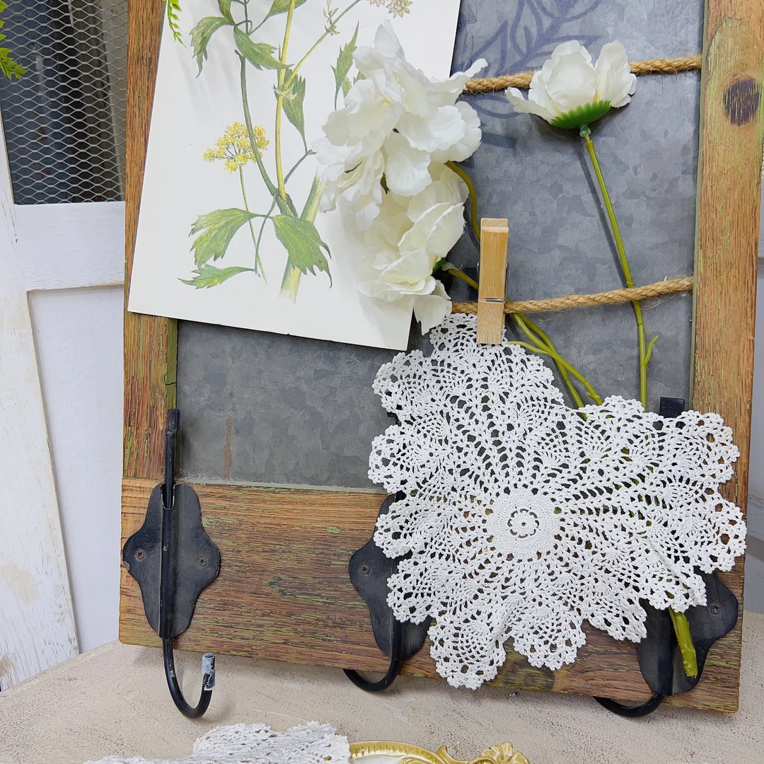 S148 丝光线细线钩针心形杯垫18x13cm本色棉质（有氧化）