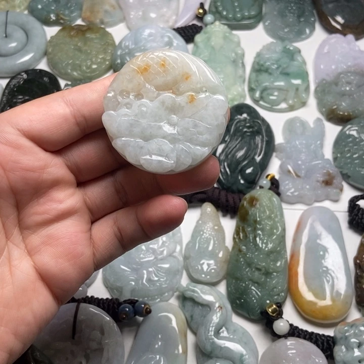 翡翠未镶嵌颈饰荷叶鱼73