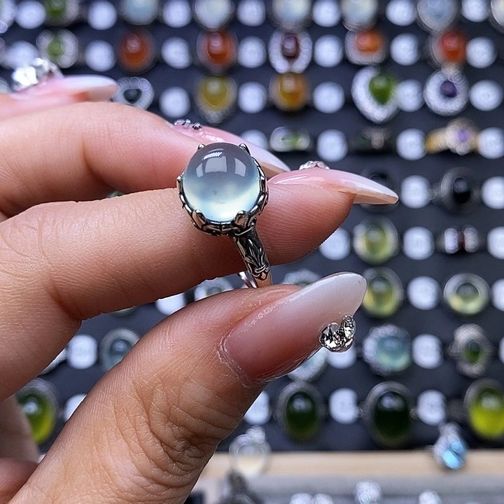 岫玉戒指银S925镶嵌偷***你