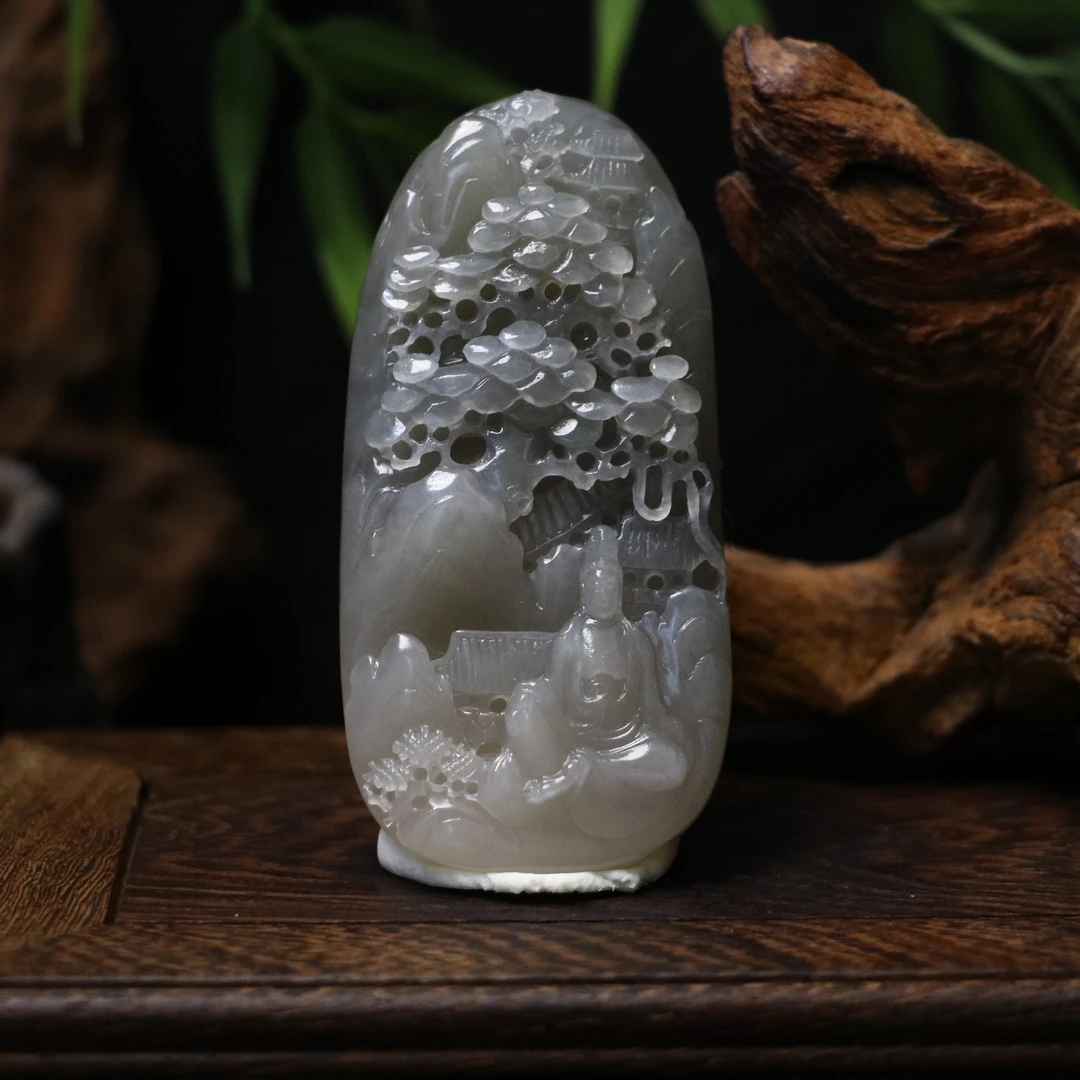 6和田玉烟紫自在观音/169594保利山东拍卖