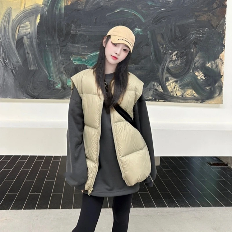 羽绒马甲背心女款外穿圆领坎肩欧货2025秋冬新款韩系轻薄马夹外套