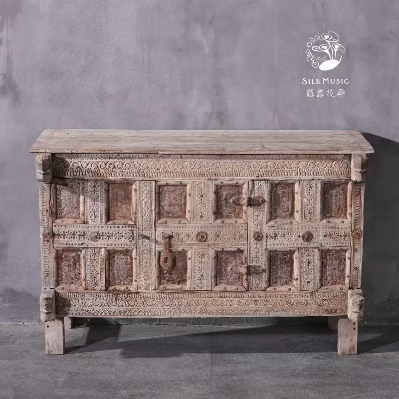 丝露花雨异域风情印度手工雕花玄关桌 复古手工边柜
