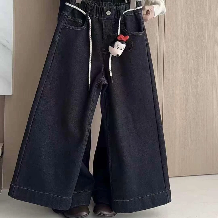 5176童装直筒一体绒牛仔裤