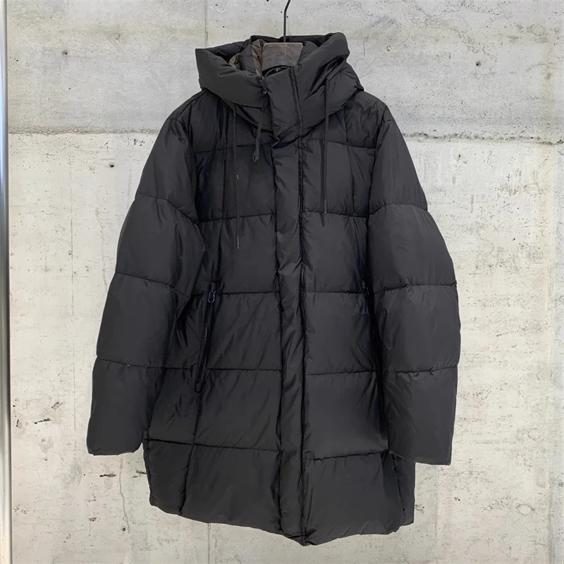 冬季连帽加厚羽绒服男日系户外抗寒加厚中长款羽绒外套320006