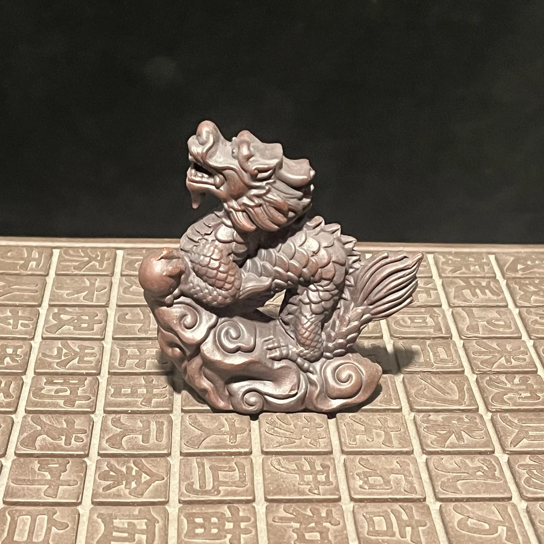 宜兴原矿高温石红雕塑龙紫砂手工茶宠茶玩茶道摆件