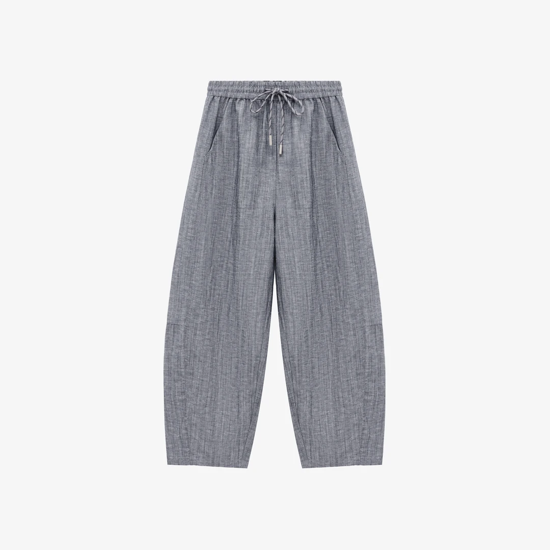 【雨露麻】阔腿宽松直筒休闲百搭长裤------JKK000206【如如专享】