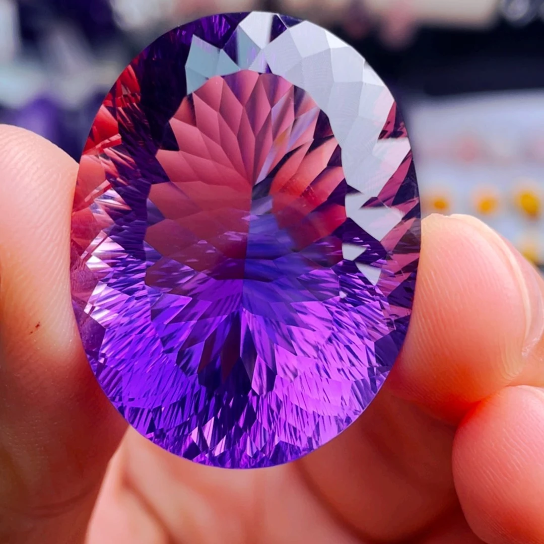 水晶珠宝半成品未镶嵌天然保真紫水晶裸石