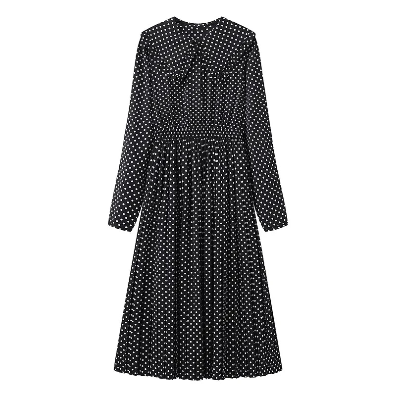 【点点涟漪】2025新款连波点长袖连衣裙A364