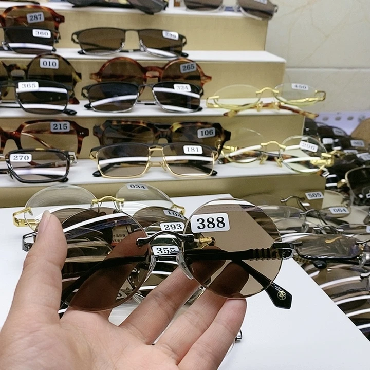 无框款天然水晶石头眼镜