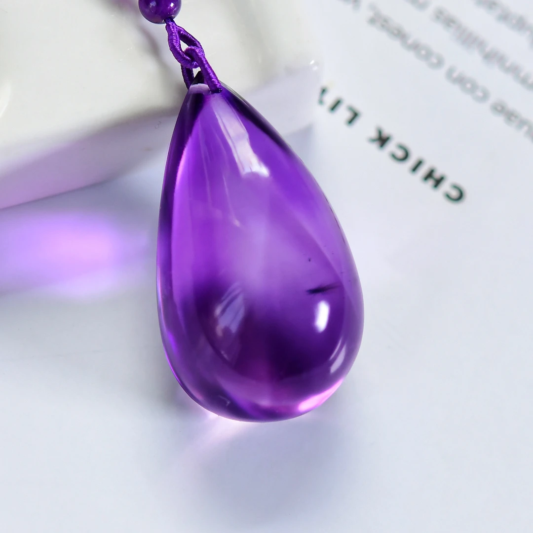 巴西天然紫水晶水滴水晶吊颜色漂亮吊坠尺寸44*24.6*23.3mm重50克