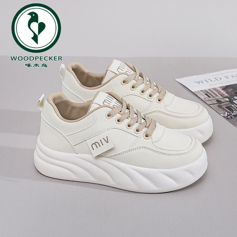 【正品】啄木鸟女鞋新款秋季透气小白鞋女学生韩版百搭厚底休闲运动