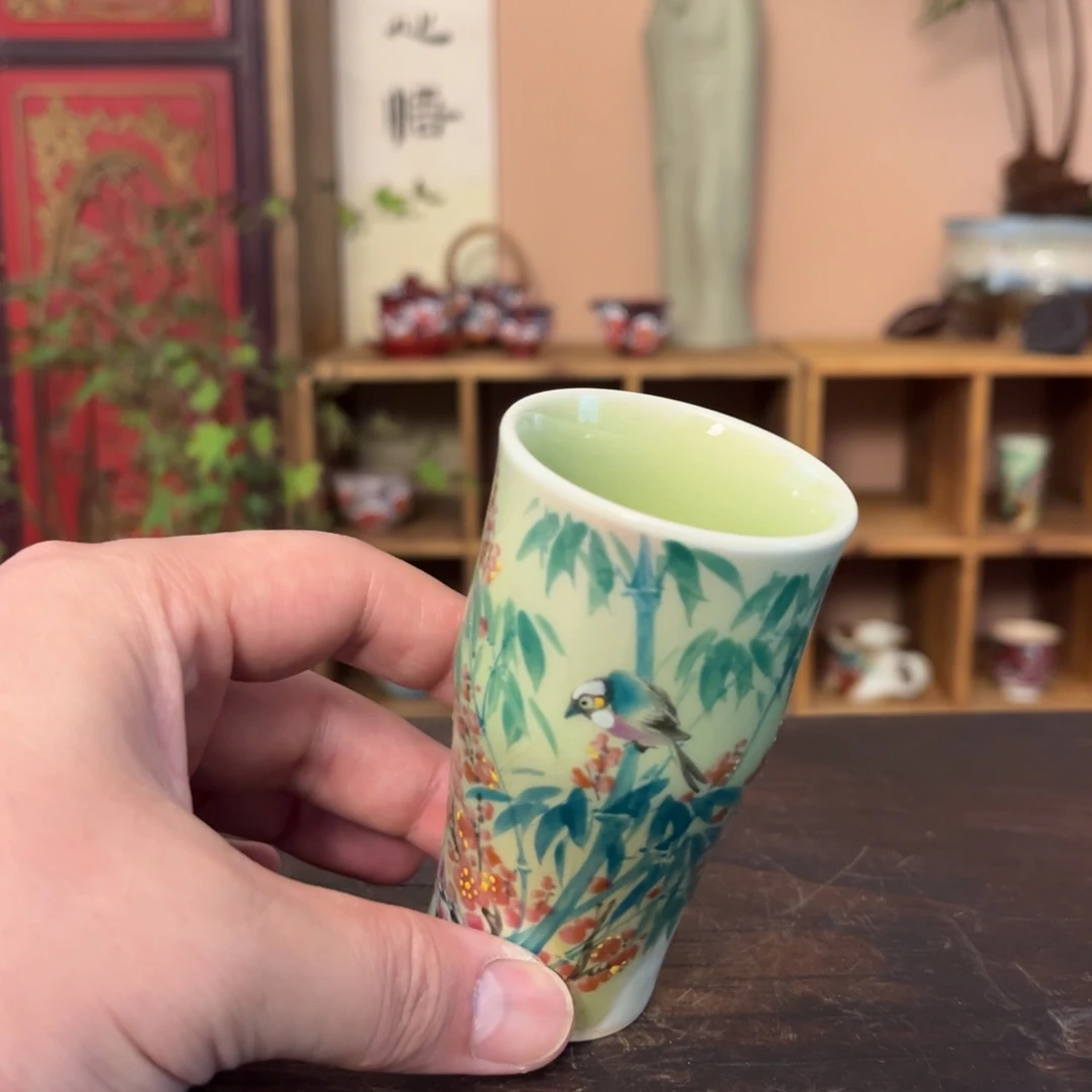 杯柴烧纯手工手绘陶瓷