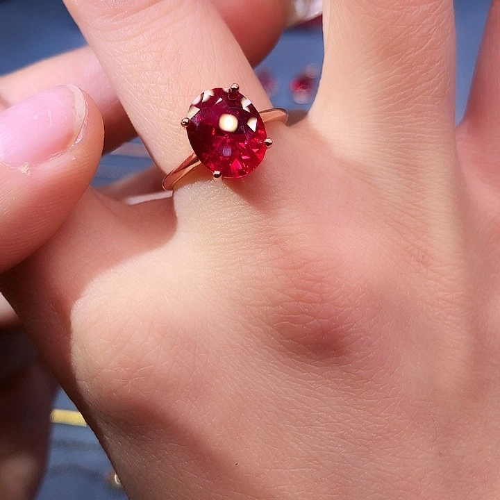 红宝石戒指银S925镶嵌