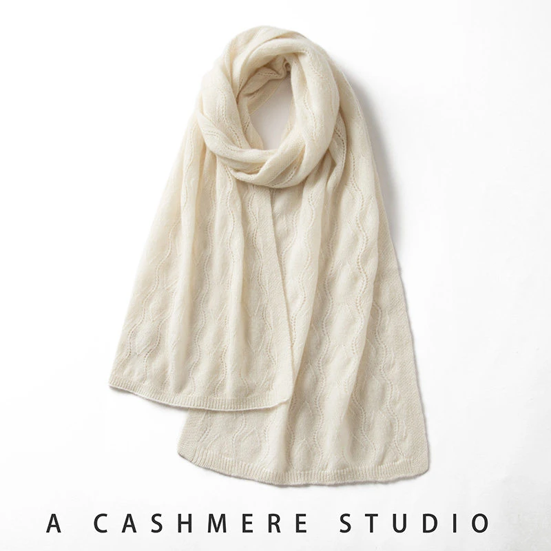 奢华100%纯山羊绒围巾披肩两用女秋冬季百搭针织纯色保暖护颈围脖