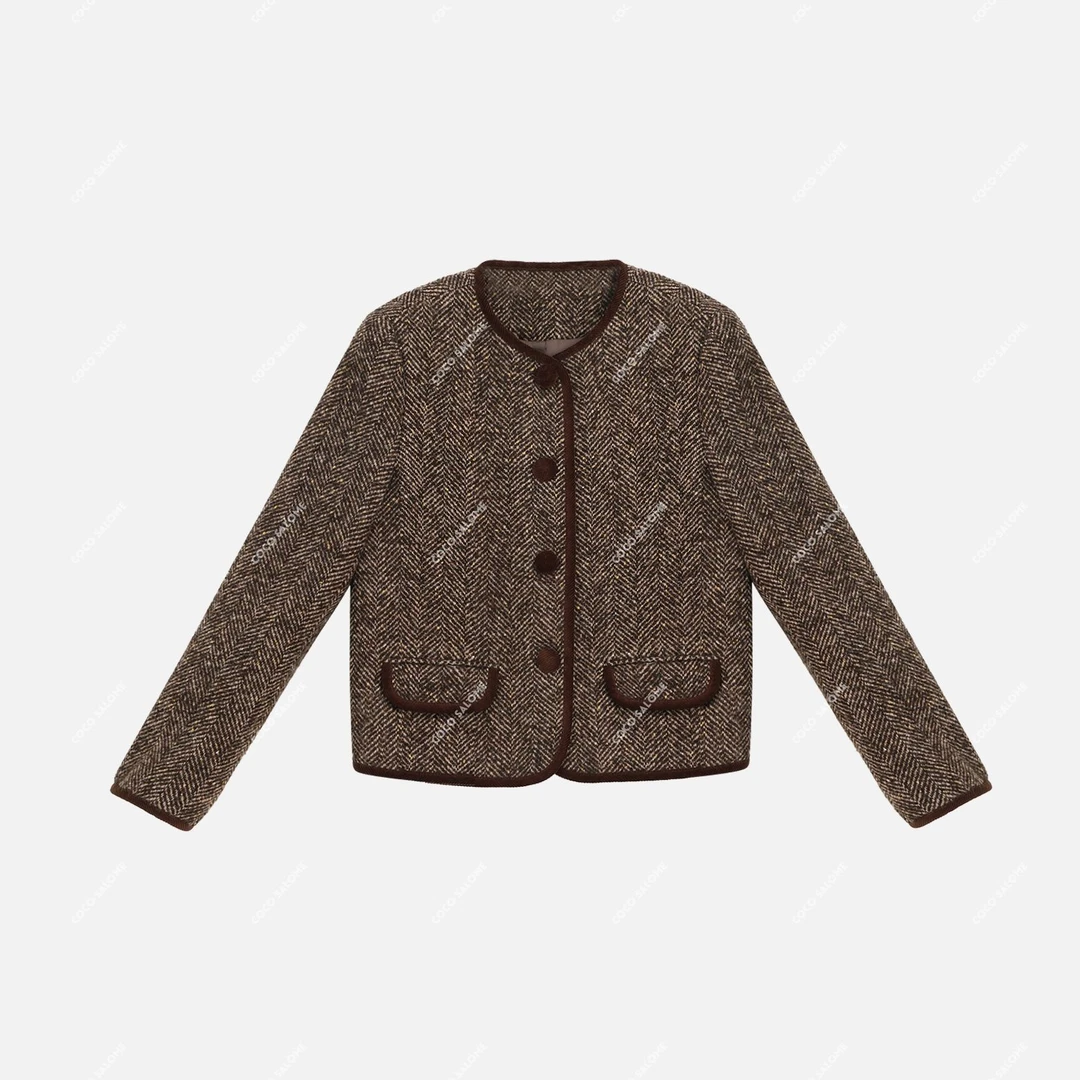 DAI【花纱小香】春秋80绵羊毛羊驼毛小香风女装BIN-007