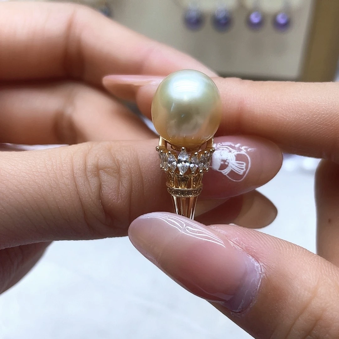 海水珍珠戒指银S925镶嵌