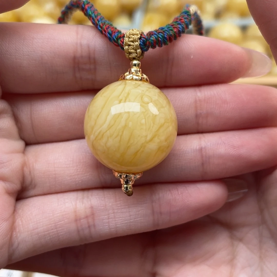 琥珀裸石未镶嵌蜜蜡锁骨链23.1mm