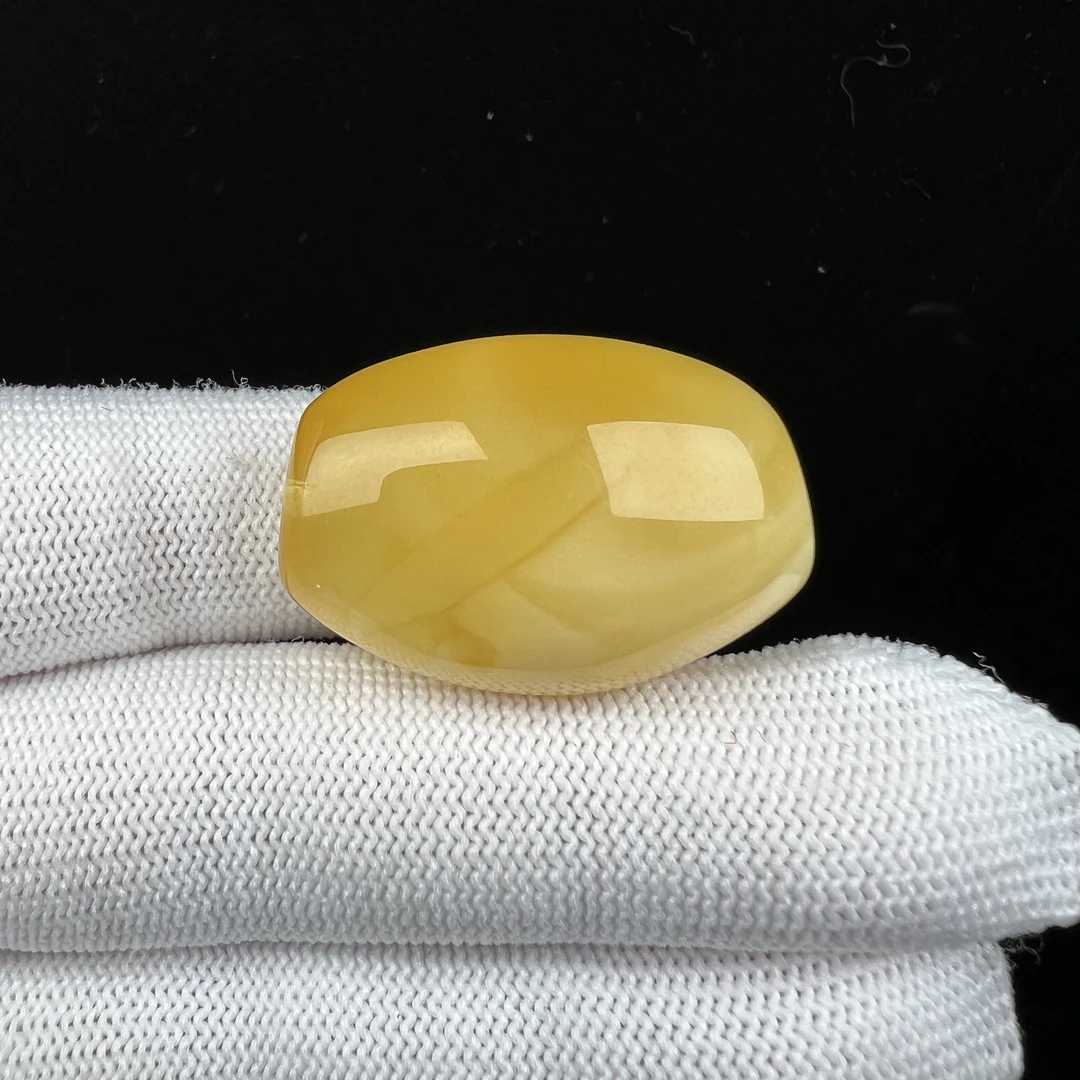 R3995天然原矿蜜蜡 鸡油黄妖花马蹄珠 21*31.5mm抖音基地质检发货