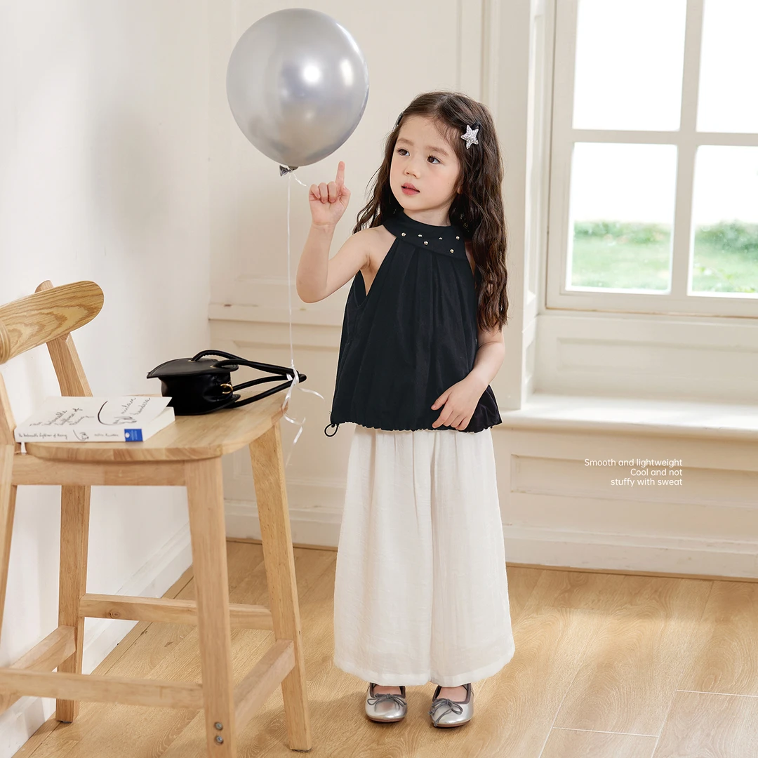 Okids 小雪亲子高端定制 宝宝背心小衫新款妈妈挂脖上衣 OD534164