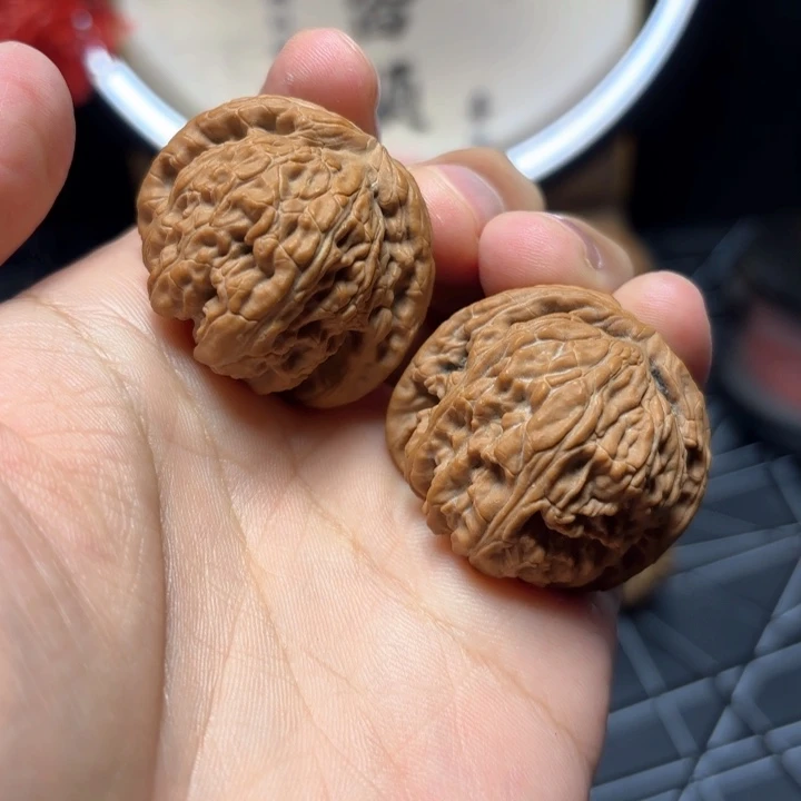文玩核桃把件37尺全品白狮子