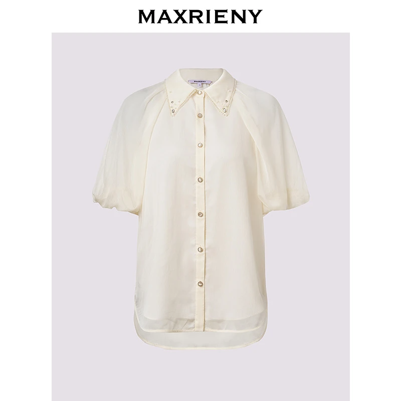 【粉丝专享】MAXRIENY法式泡泡袖清凉感衬衫