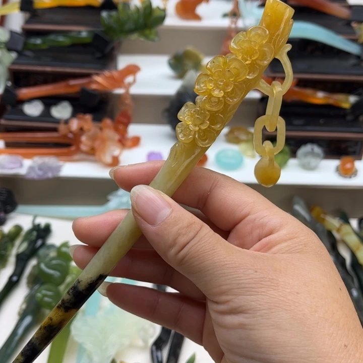 蛇纹石玉未镶嵌岫玉发簪