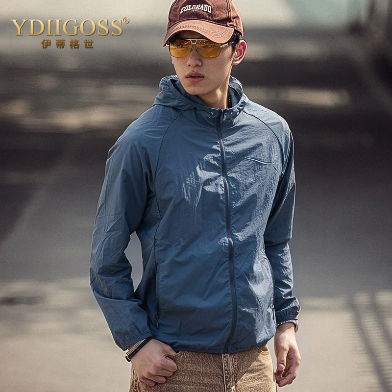 YDIIGOSS轻薄透气防晒衣男士夏季薄款户外徒步登山钓鱼防水溅外套