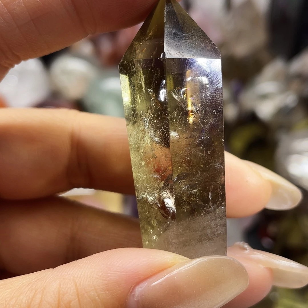 水晶未镶嵌珠宝半成品17爆彩碎冰冰茶黄柱子