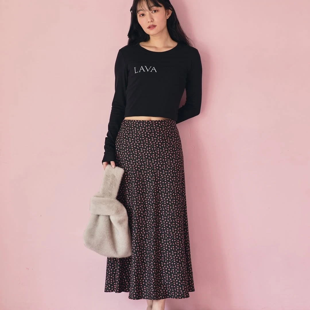 【DD外贸】春季新款 L 小碎花波点气质百搭缎带甜美休闲风半身裙