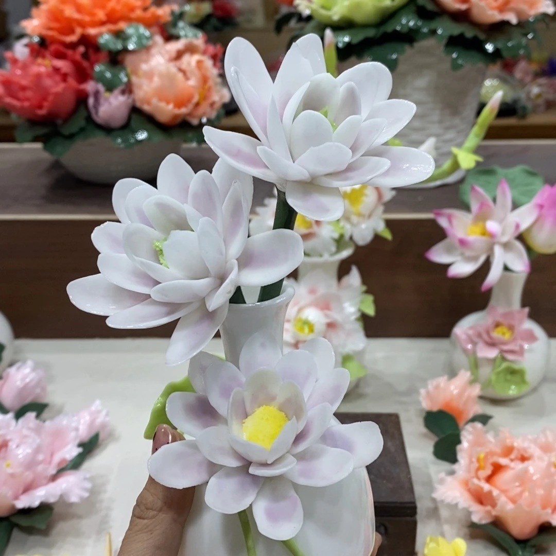 瓷片陶瓷手工花摆件